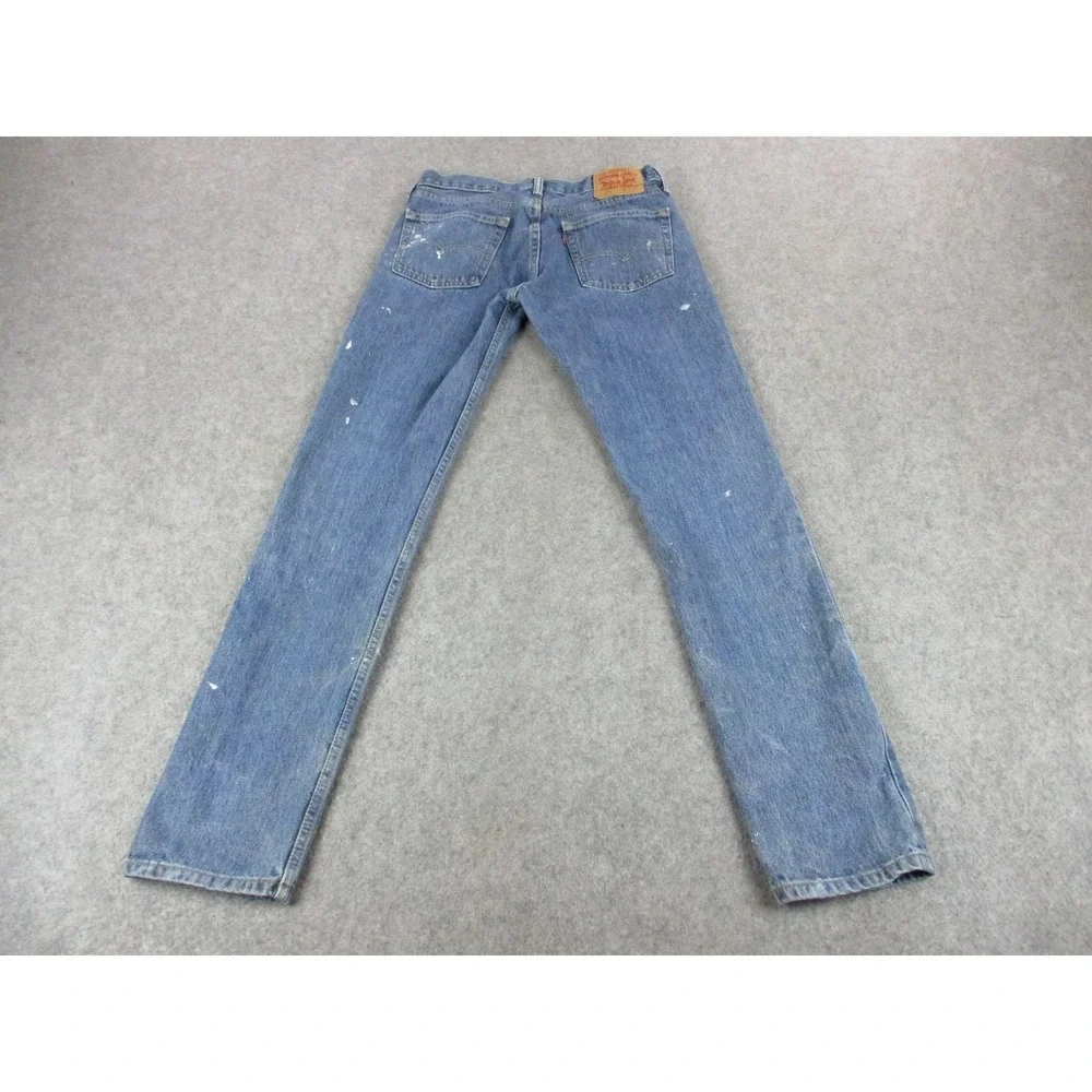 Levis 511 Jeans Mens 32x34 Blue Straight Denim Paint Splatter Button Fly Grunge